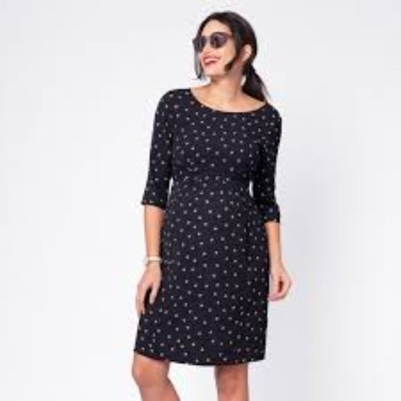 Seraphine Black Dot Woven Maternity Dress Size 12